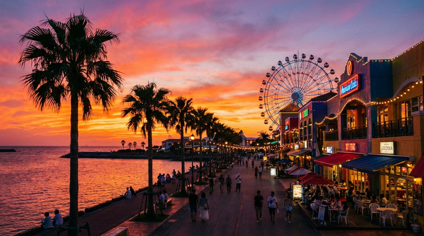 北谷美國村夕陽